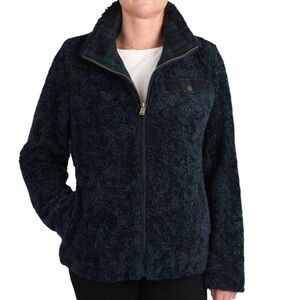 Pendleton Fuzzy Sherpa Wool Plaid Accents Full Zip Jacket
